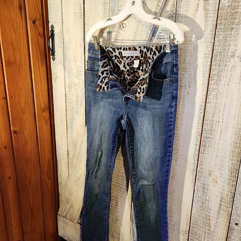 Chico's Blue Skinny Jeans with Chic Brown Accents